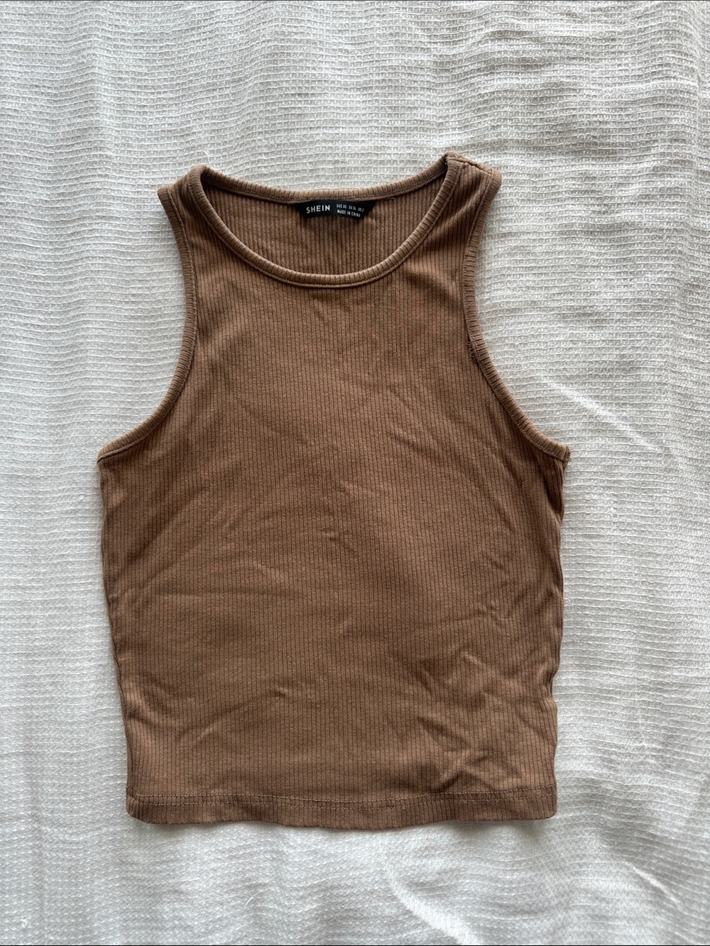 SHEIN Brown Ribbed Cropped Tank Top